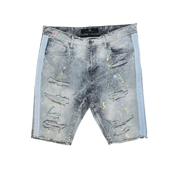 5/$25 Jordan Craig Distressed Denim Shorts Paint Splatter Streetwear 36 - Picture 2 of 9